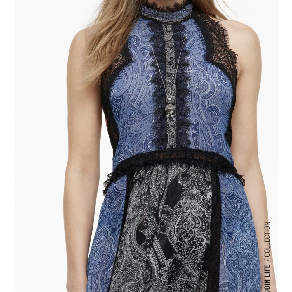 Zara Blue and Black Backless Dress - Picture 5 of 15
